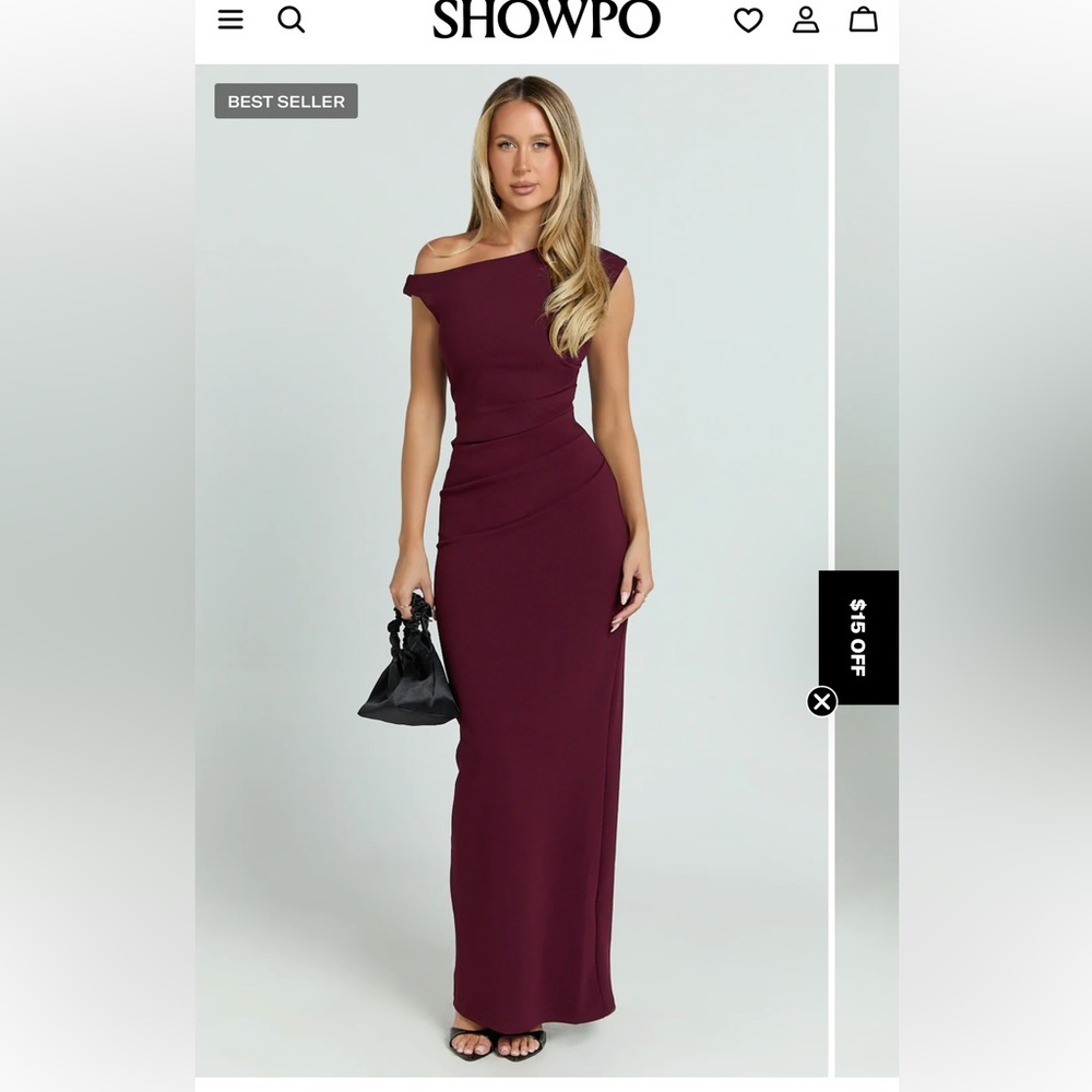 GENIE MAXI DRESS - OFF THE SHOULDER DRESS IN WINE
